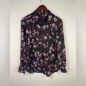 Tahari Women's Black‎ Blouse with Pink Floral Design